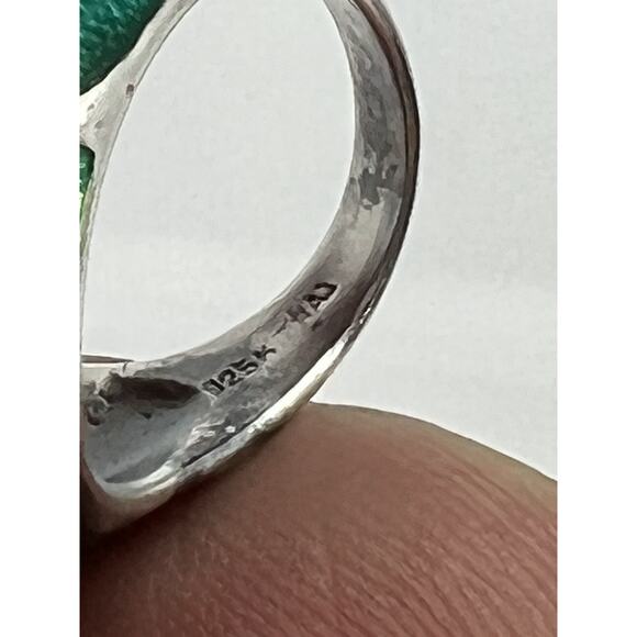 925 sterling silver enamel topaz Marcasite Ring size 6 - Picture 8 of 14